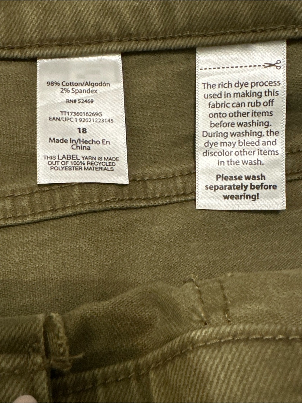 Time and Tru Washed Olive High Rise Wide Leg Utility Trousers - Picture 13 of 16